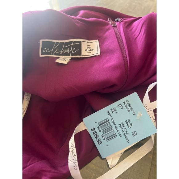 DAVID'S BRIDAL‎ crepe-back satin scoop tank short bridesmaid dress Size 10 NWT - Picture 4 of 6